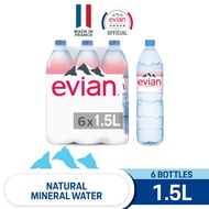evian Natural Mineral Water (6 x 1.5L Pack)