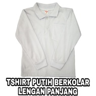BERKOLAR (WHITE TSHIRT LONG SLEEVES WITH COLLAR) T-SHIRT PUTIH LENGAN  PANJANG