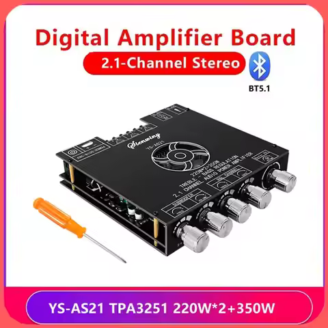 X12A-YS-AS21 2.1-Channel Bluetooth Digital Amplifier Board High-Power High-Bass Adjustment Subwoofer
