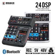 BOMGE 4 Channel DJ Audio Sound Mixer Interface Mixing Console Desktop Karaoke with MP3 Input USB Bluetooth Input Stereo