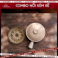 Combo Ceramic Pot with Handle and Rack – CERAMIC HOUSE GARDEN (NKTCR) – Ceramic Pot for Braised Fish