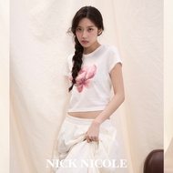 [MUN KA-YOUNG] PASTEL FLOWER CROP TOP-NickNicole