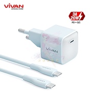 Vivan Power Ice 20 Charger Set for iPhone and Android with Type-C to Type-C Cable 20W 30W Original