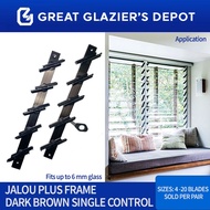 Jalouplus Jalousie Frame 4 Blades - 20 for Louver Window 1 Pair Dark Brown or Satin (Left and Right