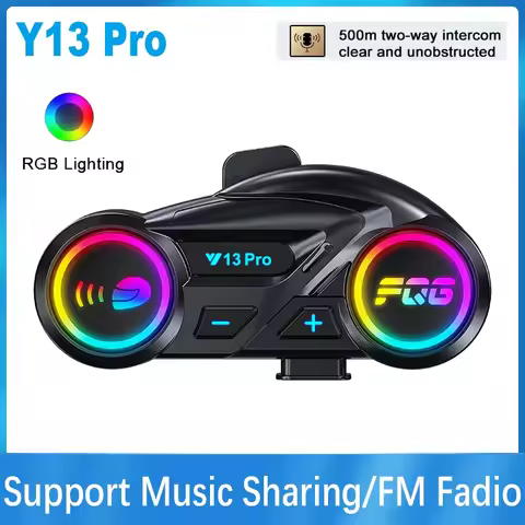 Y13 Pro Motorcycle Helmet Bluetooth Headset Intercom Distance 500M Chip V6.0 Stereo Mixing Music Sha