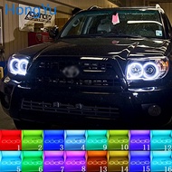 Latest Headlight Multi-color RGB LED Angel Eyes Halo Ring Eye DRL RF Remote Control for Toyota 4Runn