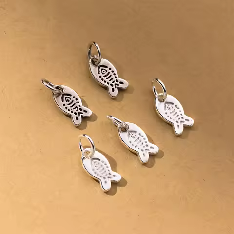 1pc/Lot 925 Sterling Silver Lucky Fish Charms For Women Men 11x5.5mm Retro Handmade Jewelry Pendants