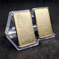 Swiss Bank 1 Ounce Goddess Gold Bar Commemorative Coin Square Gold-Plated Gold Coin Souvenir Collect