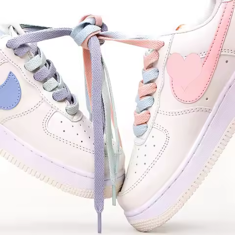 1 Pair Flats Shoelaces Precision Weaving AF1 Shoe Lace Little White Shoes Pink Shoelace Used for Sne