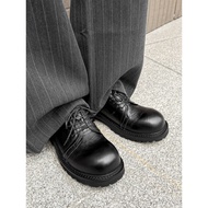 First Layer Cowhide Retro Tilted Toe Derby Shoes Men's Nepa Pattern Big Toe Casual Leather Shoes Bri