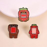 Strawberry Domo Kun Cartoon Enamel Brooch Cute Big Mouth Monster Metal Pin Badge for Clothing Bag An