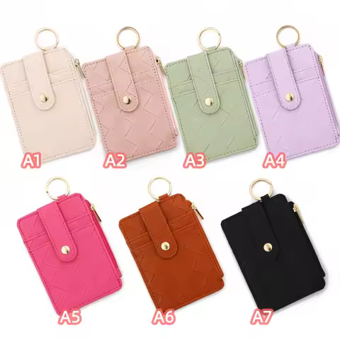 2025 New Arrival PU Leather ID Credit Card Holder Wallet with Wristlet Bangle Silicone Bead Tassel C