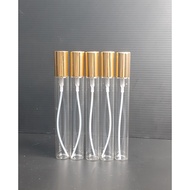 READY STOCK 10ml Clear Glass Perfume Spray Bottles Gold Cap Lid Cosmetic Parfum Atomizer Bottles