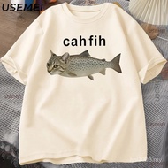 CODCah Fih T-Shirt Fih Funny Mispelled Fish Meme T Shirt Cat and Fish Graphic Humor Tshirt Casual Co