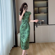 Yiyao Dan Qingke New Chinese Retro Woman Whitening Improved Cheongsam Dress Classy Chinese Style Anc