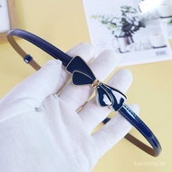 Tachi Full Score Royal Blue Belt Female 2023 Bow Cute Decorative Dress Thin Narrow Waist Skirt 4L1F