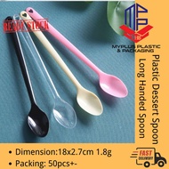 Drinking Spoon Long Handle/Dessert Spoon Disposable 18cm Black Spoon 50pcs± Disposable Plastic Ice S
