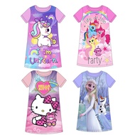[SG SELLER] Cuddle me kids Cartoon Dress Girls pyjamas children unicorn hello kitty pony frozen melody toki doki