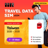Taiwan eSIM Card 7 - 15 days 1GB - 3GB Data | 4G/5G | Zero1 2GO full speed Travel Data SIM