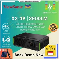 Viewsonic X2-4K | Viewsonic Projector 4K HDR High Brightness Truly Short Throw Smart LED Home Projector [100" Projector