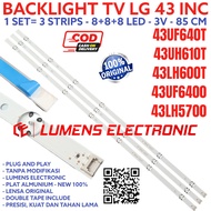 LG LED TV BACKLIGHT 43 INC 43UF640 43UH610 43LH600 43UF6400 43LH5700 BL LAMP 8K 3V 43UF640T 43UH610T