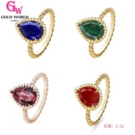 GW Jewellery Cincin Perempuan Fashion Emas 916Korean 24k Bangkok Stainless Simple Zirconium Inlaid Atmosphere and Ladies Gemstone Gold-plated Ring