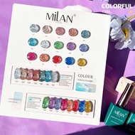 【พร้อมส่ง】MILAN 15สี  สีเจล สีเจลกลิซเตอร์ 15สี   แถม ชาร์ทสี