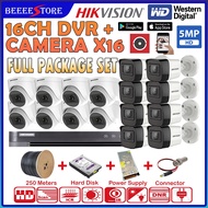 HIKVISION 5MP Full Set 16-CHANNEL IDS-7216HUHI-M2/S HD 4K CCTV 16CH DVR + Camera + Hard Disk + CCTV