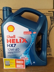 ORIGINAL SHELL HELIX HX7 SEMI-SYNTHETIC 10W40 4L -SHELL MALAYSIA PRODUCT