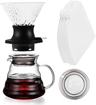 COZHYESS Pour Over Coffee Maker, 600 ml Borosilicate Glass Jug Set with Paper Filter, 100 Sheets, fo
