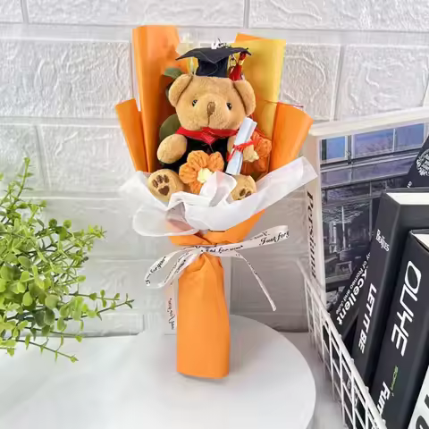 Knitted Bouquet Graduation Bouquet Bouquet Decoration Bear Animal Cartoon Lovely Bear Graduation Gif