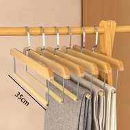 Solid Wooden Hanger for Pants Closet Organizer Trouser Rack35CM Velvet Pants Hanger Wardrobe Space-s