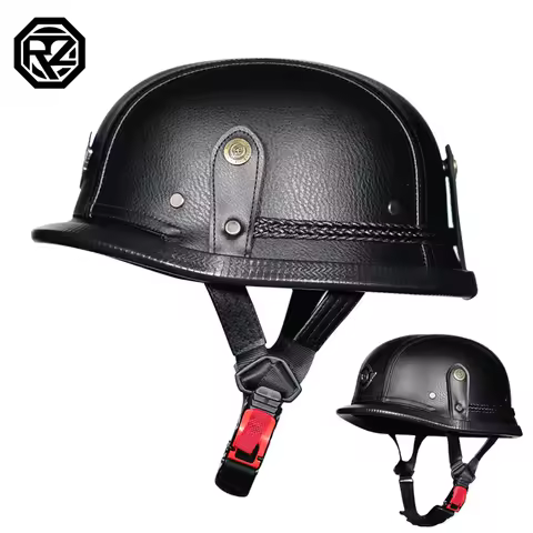 Imitation World War II German Helmet Style Open Face Half Leather Helmet Moto vintage Motorbike Vesp