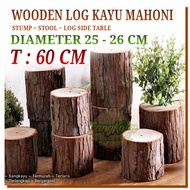 Round Wooden Table Side Table Bedside Table Log Chair Rustic Corner Table 6