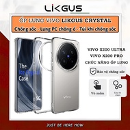 Ốp lưng trong suốt cho Vivo X200 Ultra / X200 Pro hiệu Likgus Crystal -Chống sốc 1.5m Viền TPU Lưng
