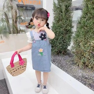 Overall anak perempuan baju kodok jins anak perempuan baju kodok 2in1 rok jins impor 1-4 thn