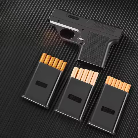 New Clip Gun Type Butane Gas Lighter Three Capacity Cigarette Holder Windproof Jet Blue Flame Lighte
