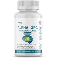 Alpha GPC Cerebral Surge 500 mg Brain Supplement for Men & Women | Nootropic, Bioavailable Choline f