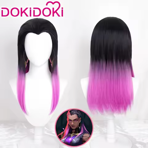 IN STOCK Reyna Wig Cosplay Game Valorant Cosplay DokiDoki Women Black Purple Long Hair Heat Resistan