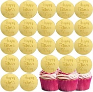25Pcs Happy Fathers Day Cupcake Topper Acrylic Mirror Disc Mirror Round Cake Topper Engraved Happy F