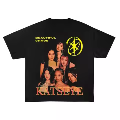 Katseye Graphic Print T-shirt Katseye Gnarly Eyekon Kpop Fan Merch T-shirt Fashion Harajuku Oversize