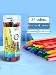 1套24顏色無毒防水蠟筆適用於兒童