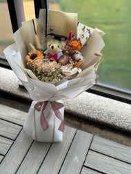 畢業花束 小熊 幼稚園 乾燥花束 永生花束