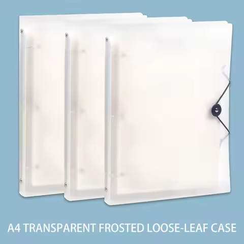 Transparent A4 Folder 3 Ring Binder with Buckle Closure Matte PP File Folder Document Organizer for 