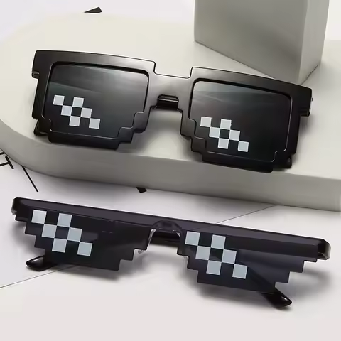 1/2pcs Mosaic Sunglasses For Mens Womens Pixel Black Retro Gamer Robot Sunglasses Cool Party Vintage