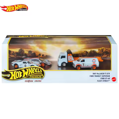 Hot Wheels GMH39 Le Mans Garage Gulf Oil Livery Series,McLaren F1 Ford GT40 1:64 Diecast Alloy Cars,