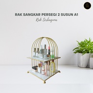Yen 2-Tier Square Cage Rack A1 Marble Base Multipurpose Stacking Rack