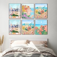 Barcelona Spain Vintage Poster Canary Islands Travel Landscape Art Pictures Printed Living Room Canv