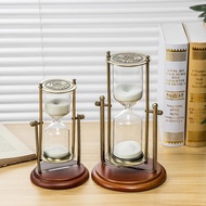 [Toronto2]  Wooden Metal Rotating Hourglass 15 Minutes Timer European-style Office Ornaments Home Ac