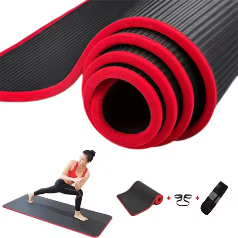 Jusenda 10MM Yoga Mat 183x61cm NBR Fitness Gym Sports Pilates Pads Carpet Edge-covered Tear Resistan